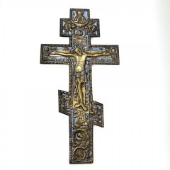 Крест "Распятие Христово" бронза, эмаль